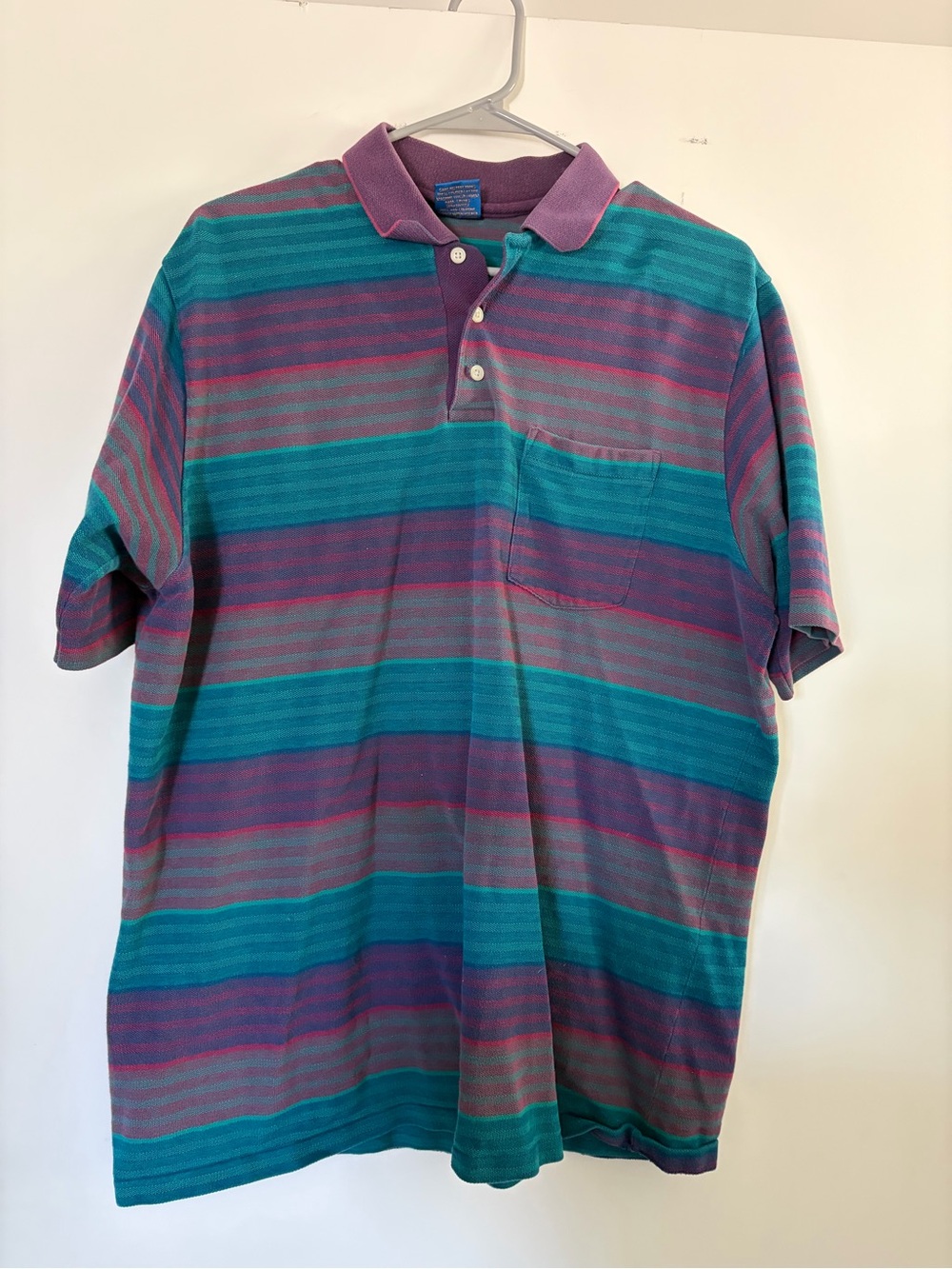 Pendleton Teal and Purple Striped Polo